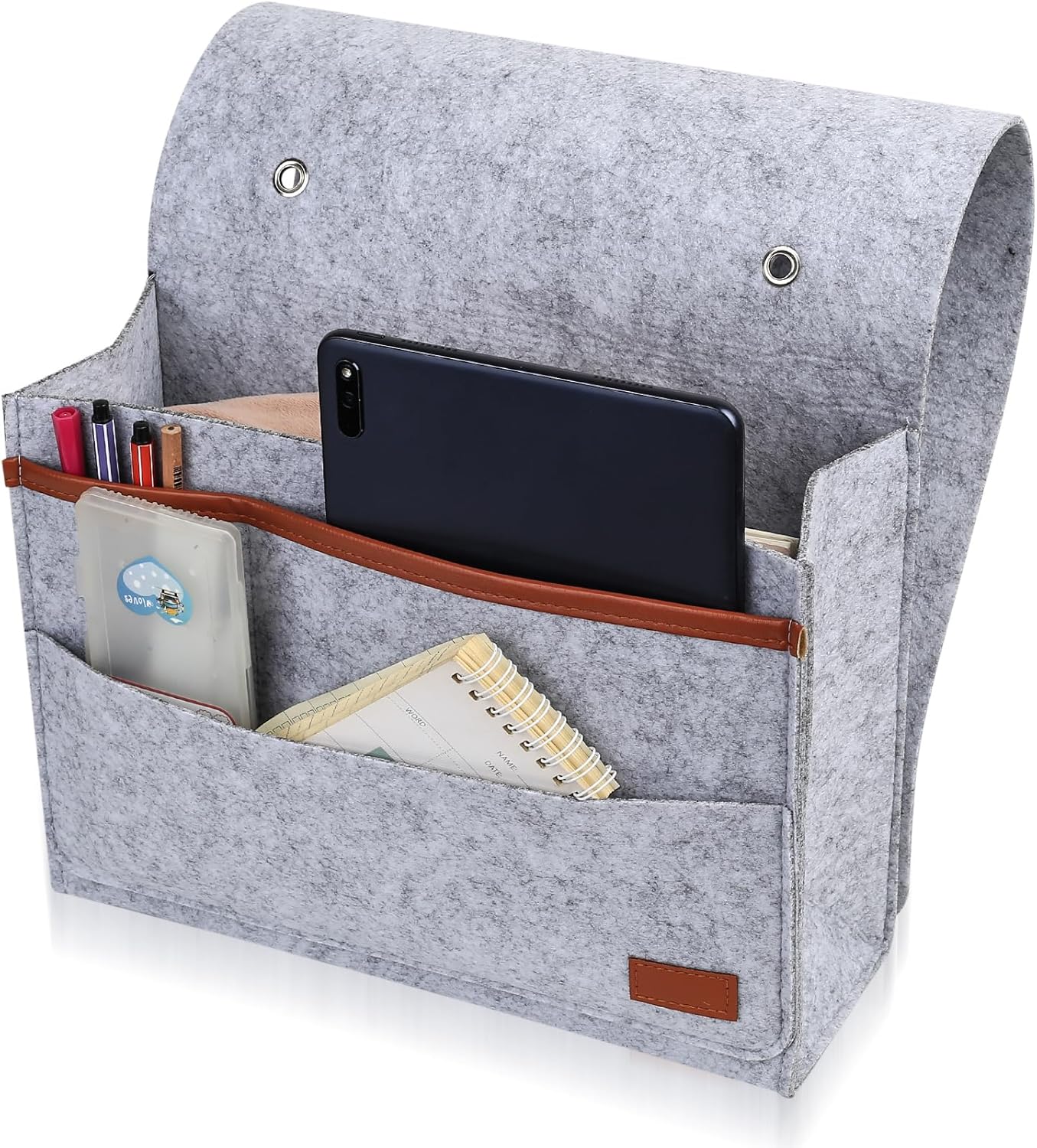Bedside Storage Pocket, Bbedside Organiser, Felt Hanging Organizer Bag, Bed Storage Pockets, Anti-Slip Bedside Caddy Organiser for Beds Rails Sofa Bunk Storages Magazine Phone Remote Control Holder