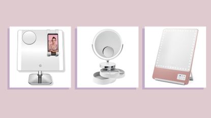 Collage of three of the best makeup mirrors by conair, riki and vanity planet