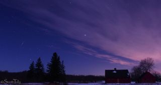 Astrophotographer Scott Tully sends us a shot of a Quadrantid meteor taken over the northwest hills of Connecticut on January 3, 2012.