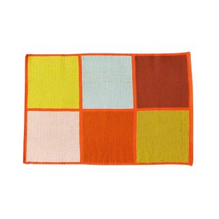 retro colorblock rug in orange
