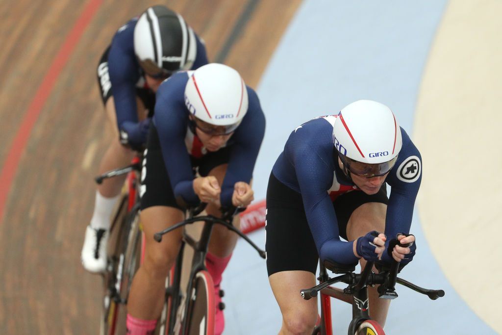 The US women team pursuiters at the Pan Am Games in Lima