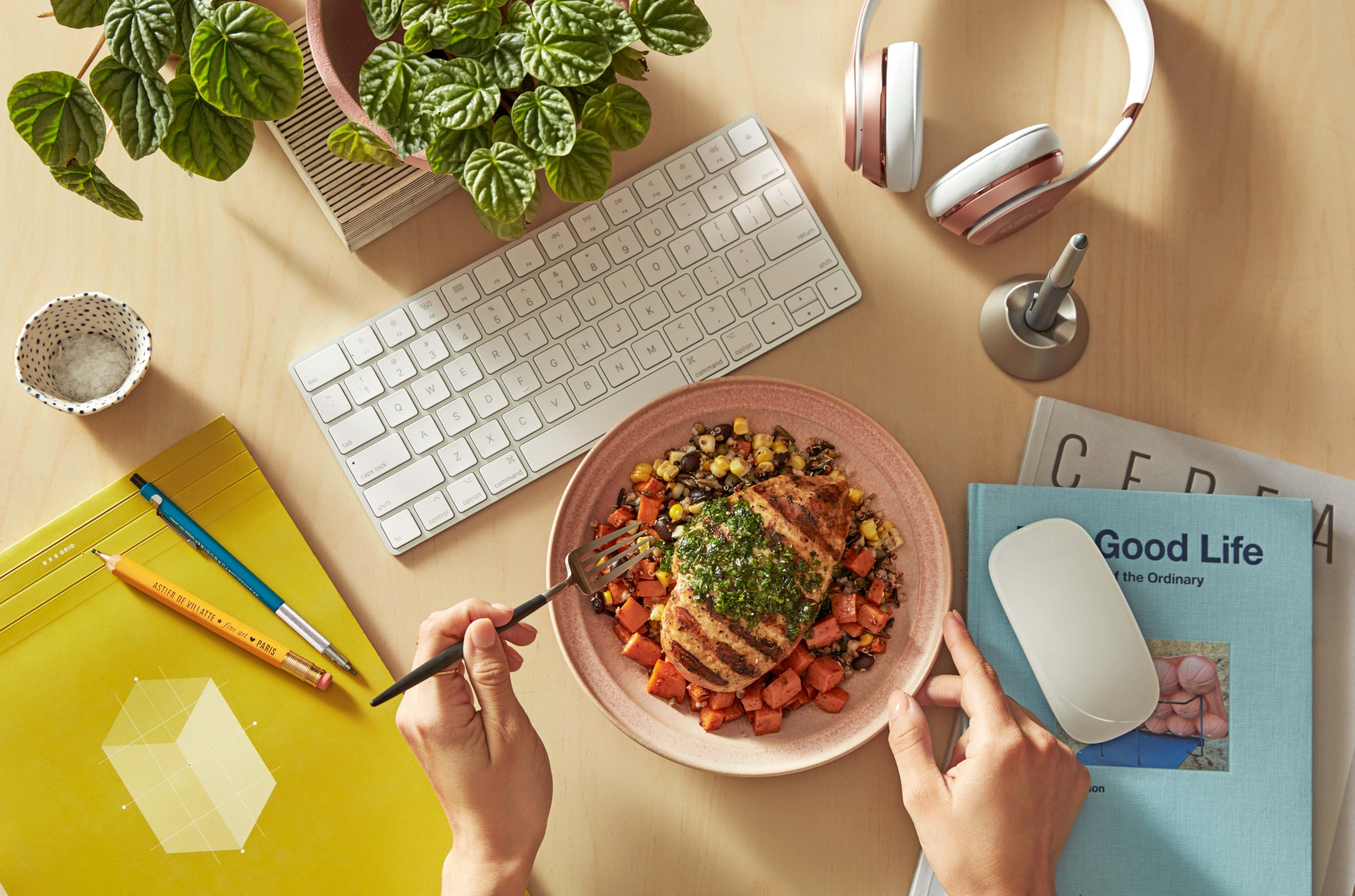 Freshly meal on desk