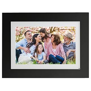 Brookstone Photoshare 10.1” Smart Digital Picture Frame, Send Pics From Phone to Frames, Wifi, 8 Gb, Holds 5,000+ Pics, Hd Touchscreen, Premium Black Wood, Easy Setup, No Fees