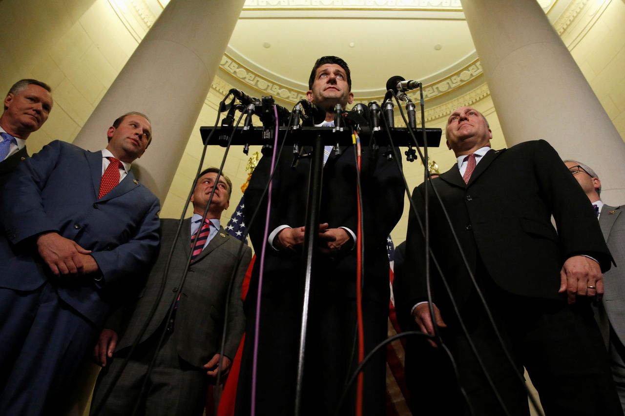 U.S. House Speaker Paul Ryan speaks on Capitol Hill.