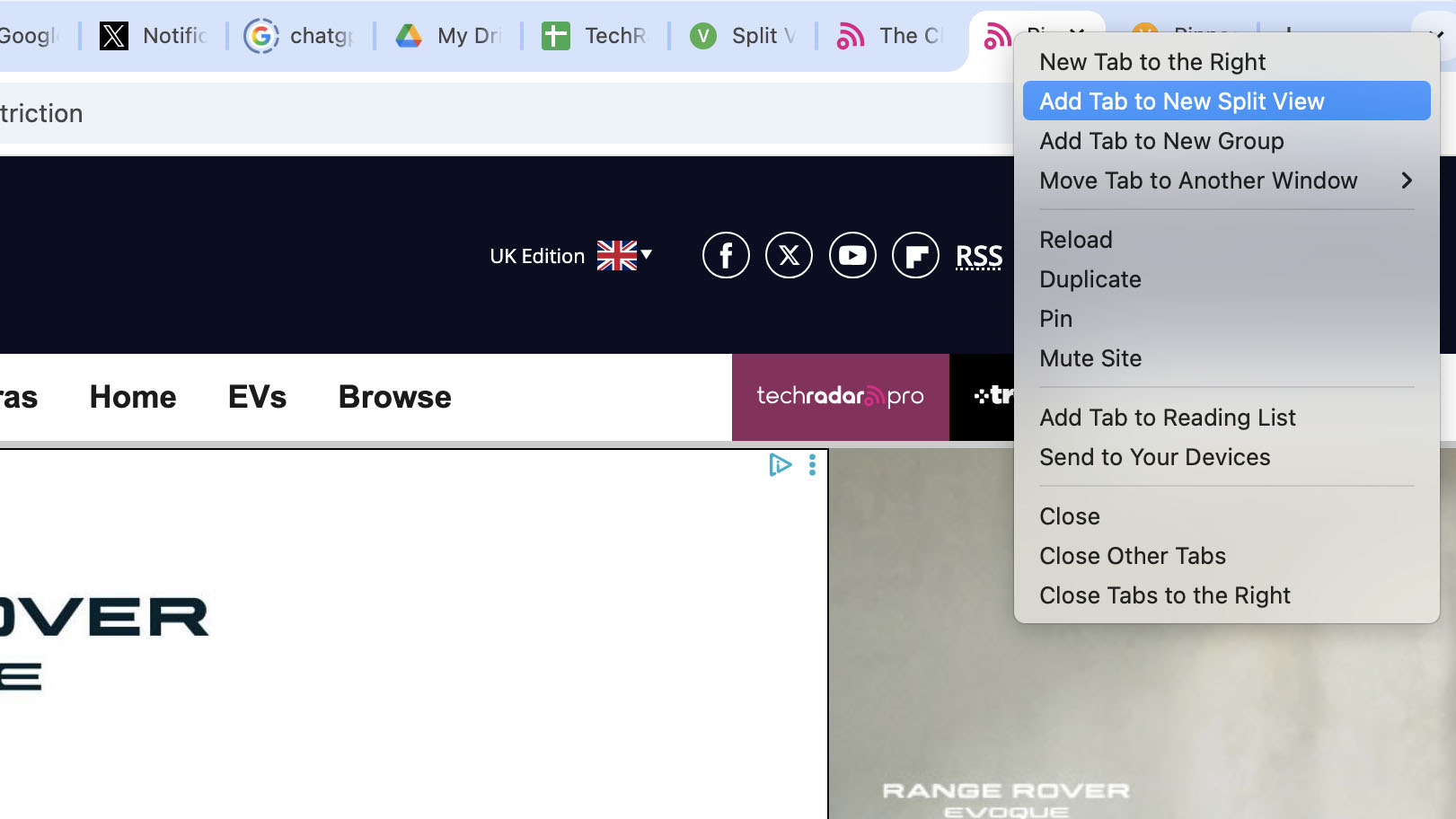 Google Chrome Split View