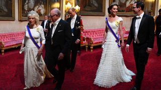 Queen Camilla and Kate Middleton at a State Banquet