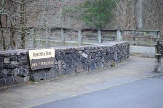 A sign marking the Ouchita Trail that goes through Arkansas and Oklahoma