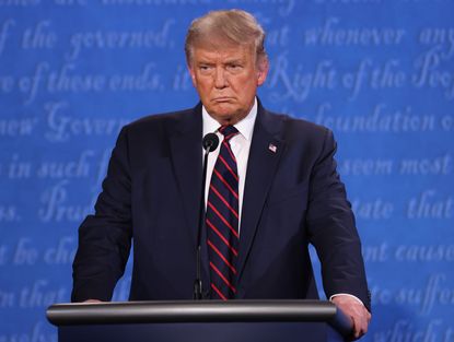 President Donald Trump participates in the first presidential debate against Democratic presidential nominee Joe Biden at the Health Education Campus of Case Western Reserve University on Sep
