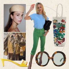 a collage of influencer and product images featuring the coolest designer statement accessories of 2026