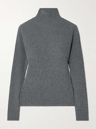 Ariana Ribbed Turtleneck Cashmere Sweater