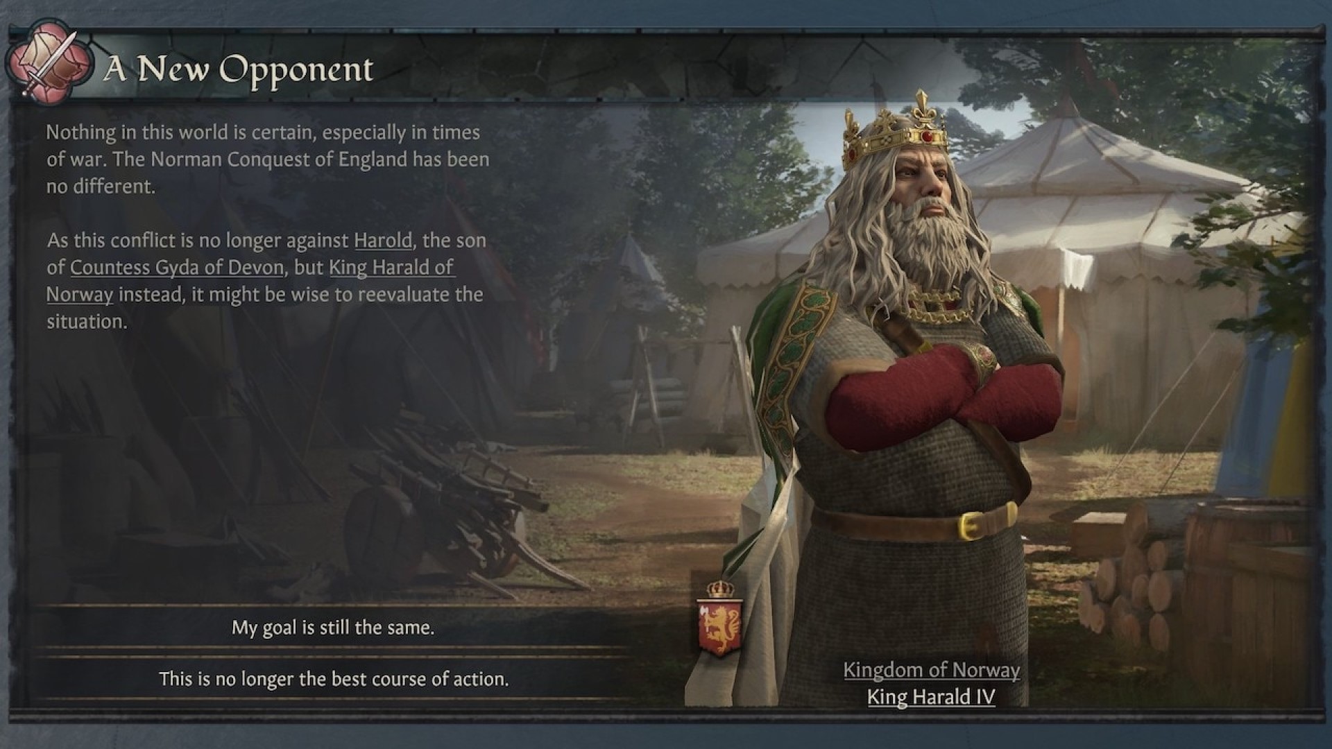 Un événement utilisant le mod 3 de Crusader King, Nameplates, pour identifier un personnage