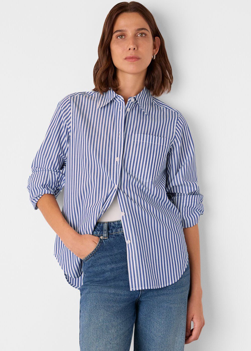 Blue Relaxed Fit Stripe Shirt
