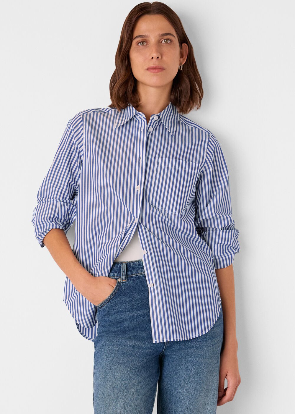 Blue Relaxed Fit Stripe Shirt