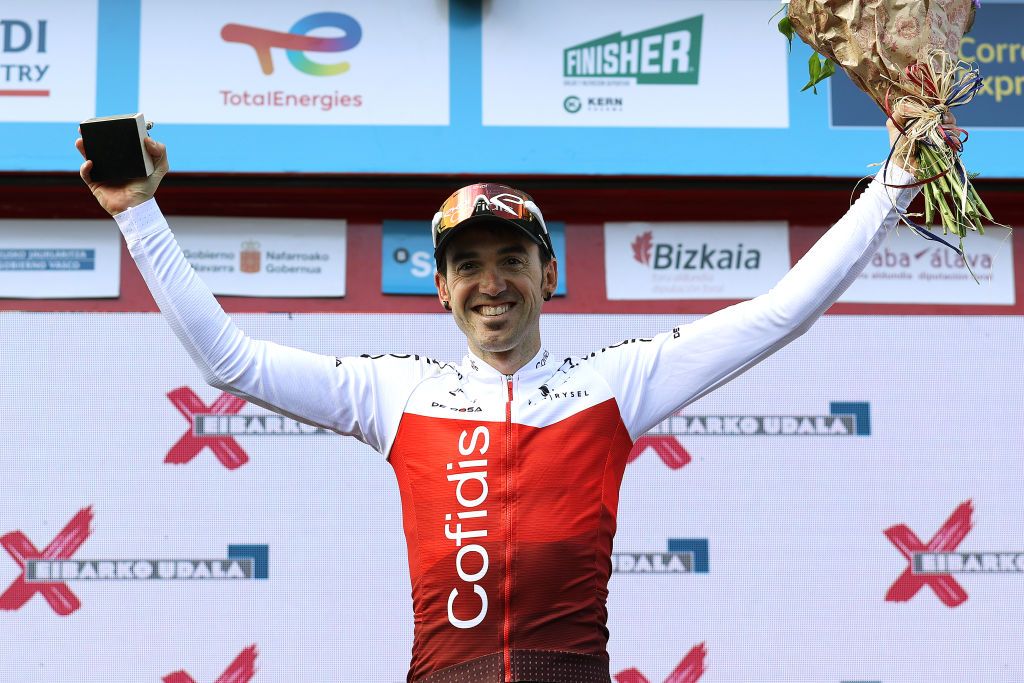 ARRATE SPAIN APRIL 09 Ion Izagirre Insausti of Spain and Team Cofidis celebrates at podium as stage winner during the 61st Itzulia Basque Country 2022 Stage 6 a 1357km stage from Eibar to Arrate itzulia WorldTour on April 09 2022 in Arrate Spain Photo by Gonzalo Arroyo MorenoGetty Images