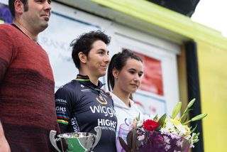 Bronzini on the stage 3 podium at Euskal Emakumeen XXIX Bira