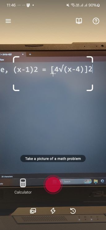 Photomath interface for solving math problems
