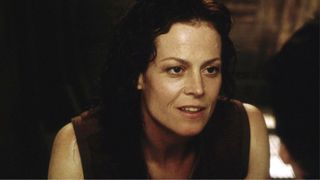 Sigourney Weaver as Ripley smiling during the movie Alien Resurrection.