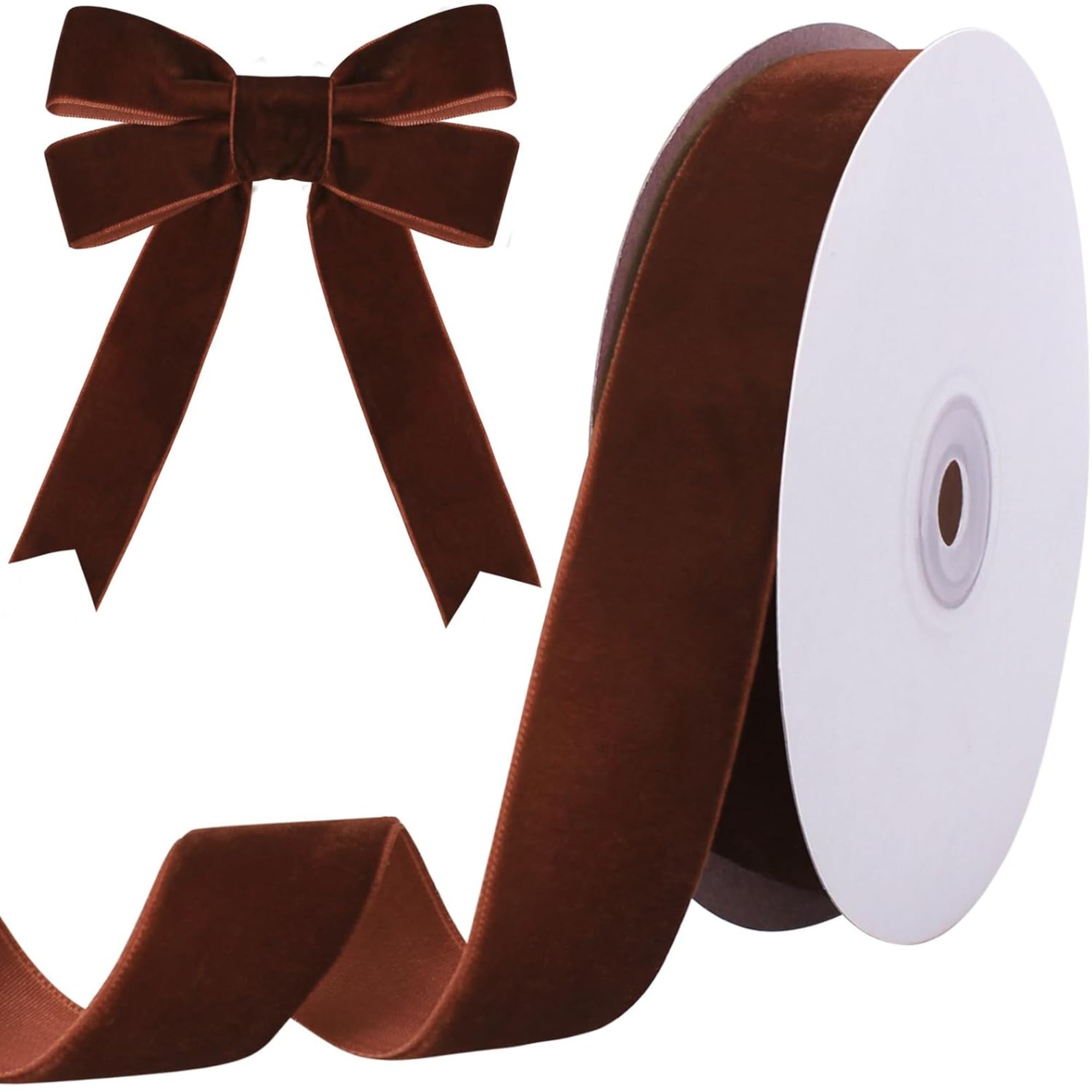 Roll of brown velvet ribbon