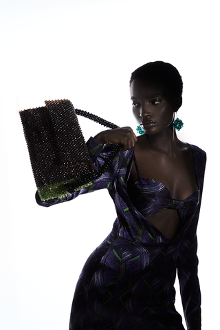 Lisa Folawiyo, LF double beaded shoulder bag