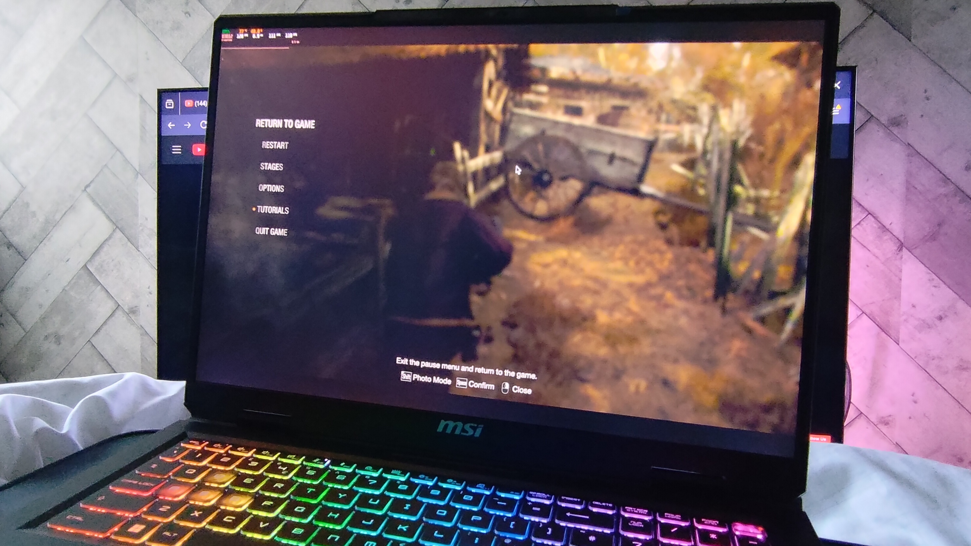 Resident Evil 4 remake running on MSI Vector A18 HX A9W