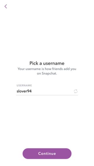 Pick a username for Snapchat