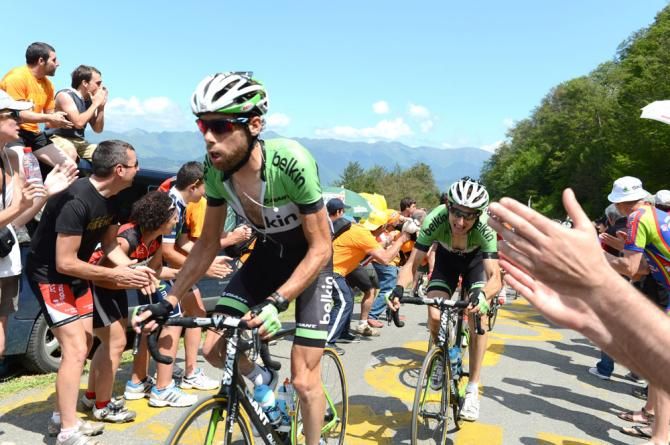 Belkin teammates Laurens ten Dam and Bauke Mollema