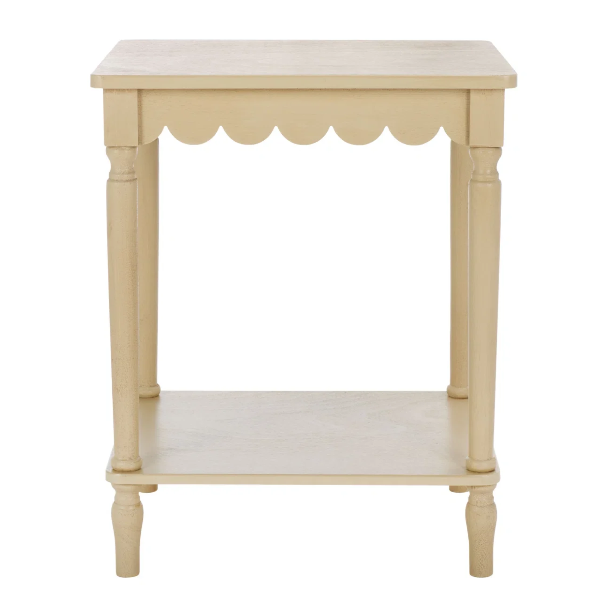 a side table with scallop detailing
