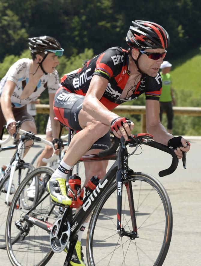 Cadel Evans (BMC) in action during stage 9