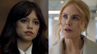 Jenna Ortega and Nicole Kidman in a side-by-side photo.