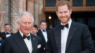 Prince Charles, Prince of Wales and Prince Harry, Duke of Sussex attend the "Our Planet" global premiere at Natural History Museum on April 04, 2019 in London, England