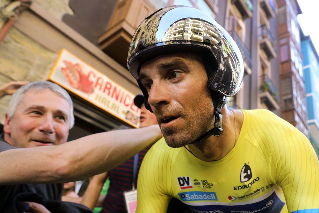 A victorious Alejandro Valverde following the final stage of the Vuelta al Pa&iacute;s Vasco