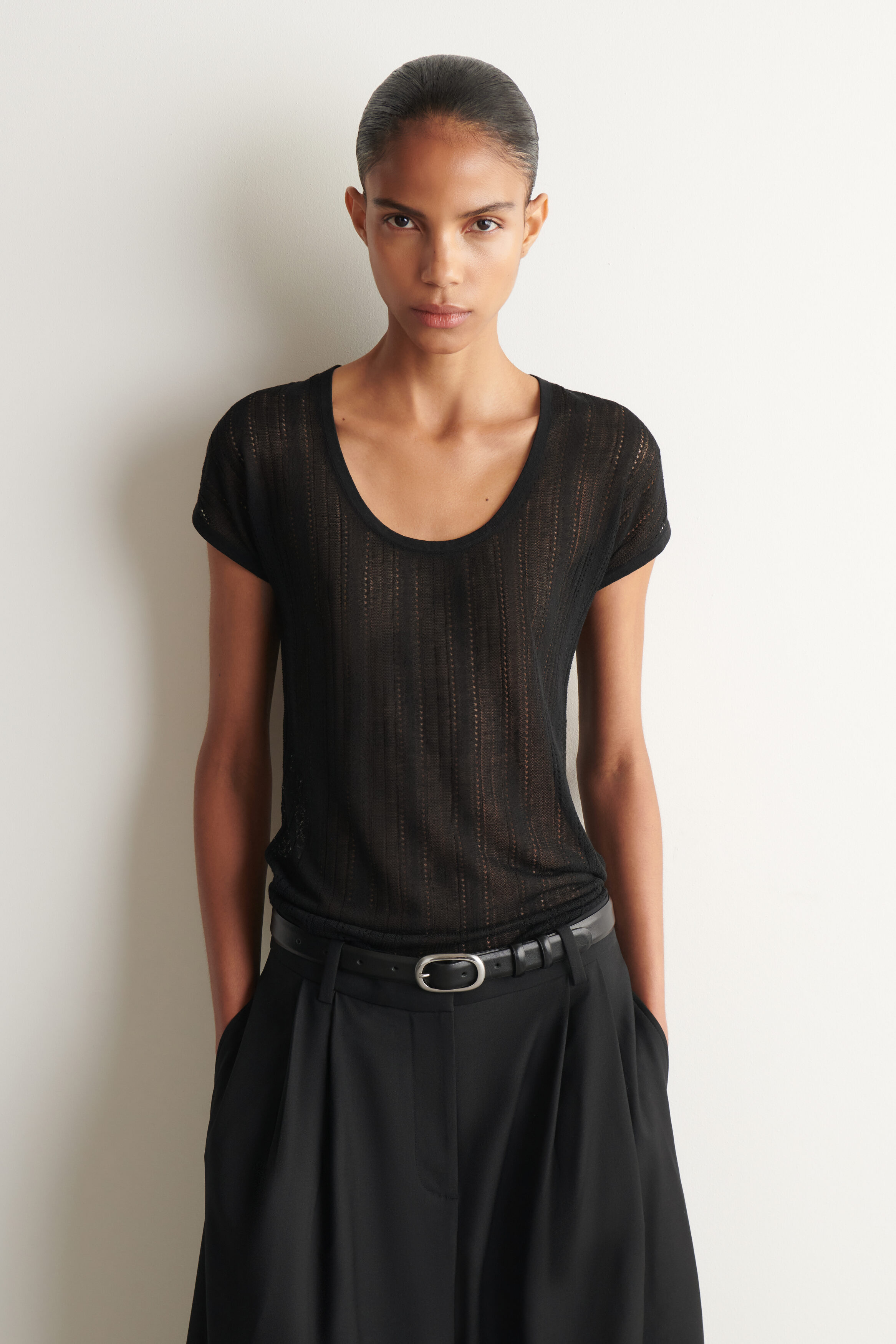Diamond-Knit Lace T-Shirt