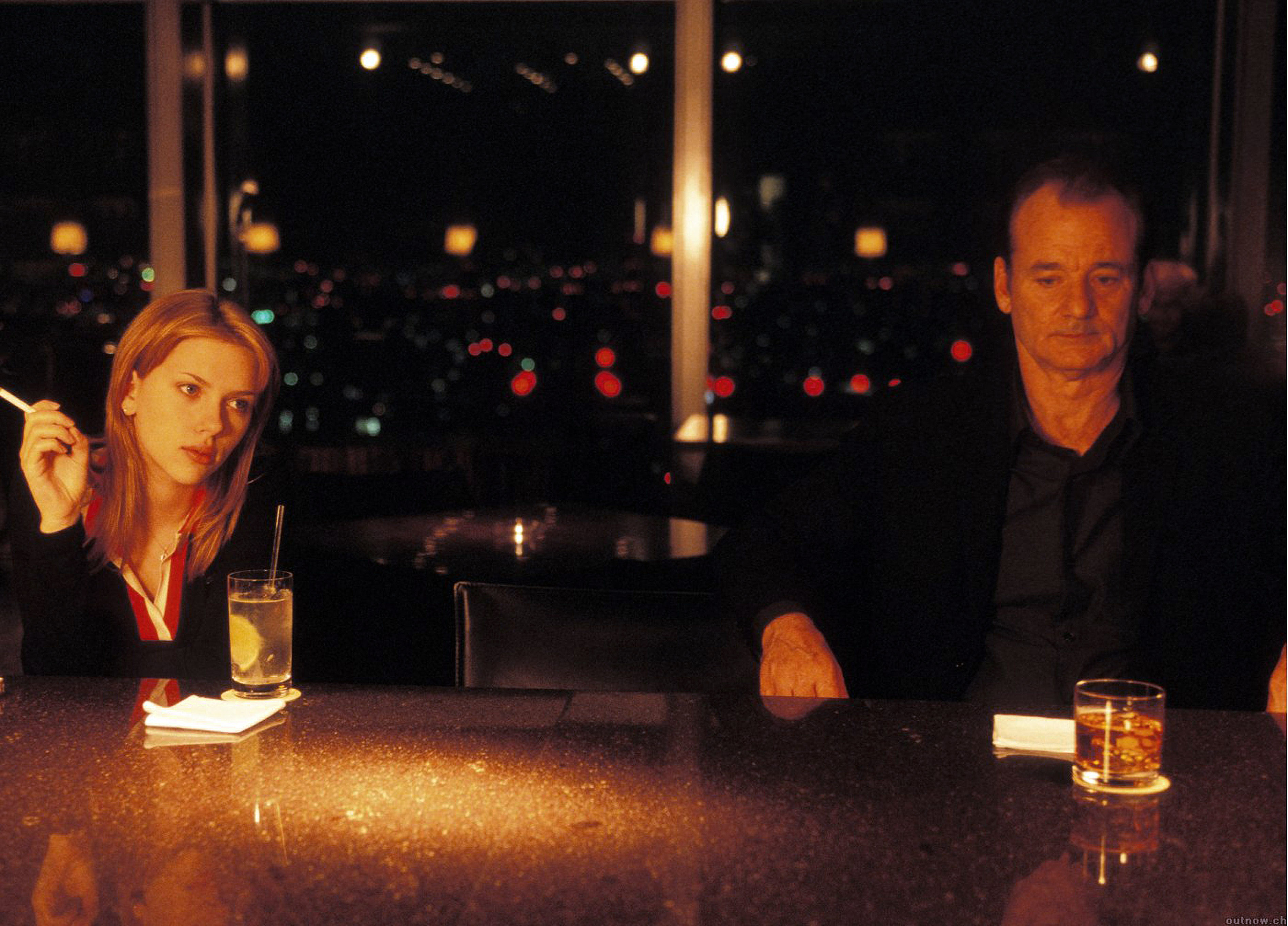 (From left) Scarlett Johansson as Charlotte and Bill Murray as Bob Harris at the Lost in Translation bar.