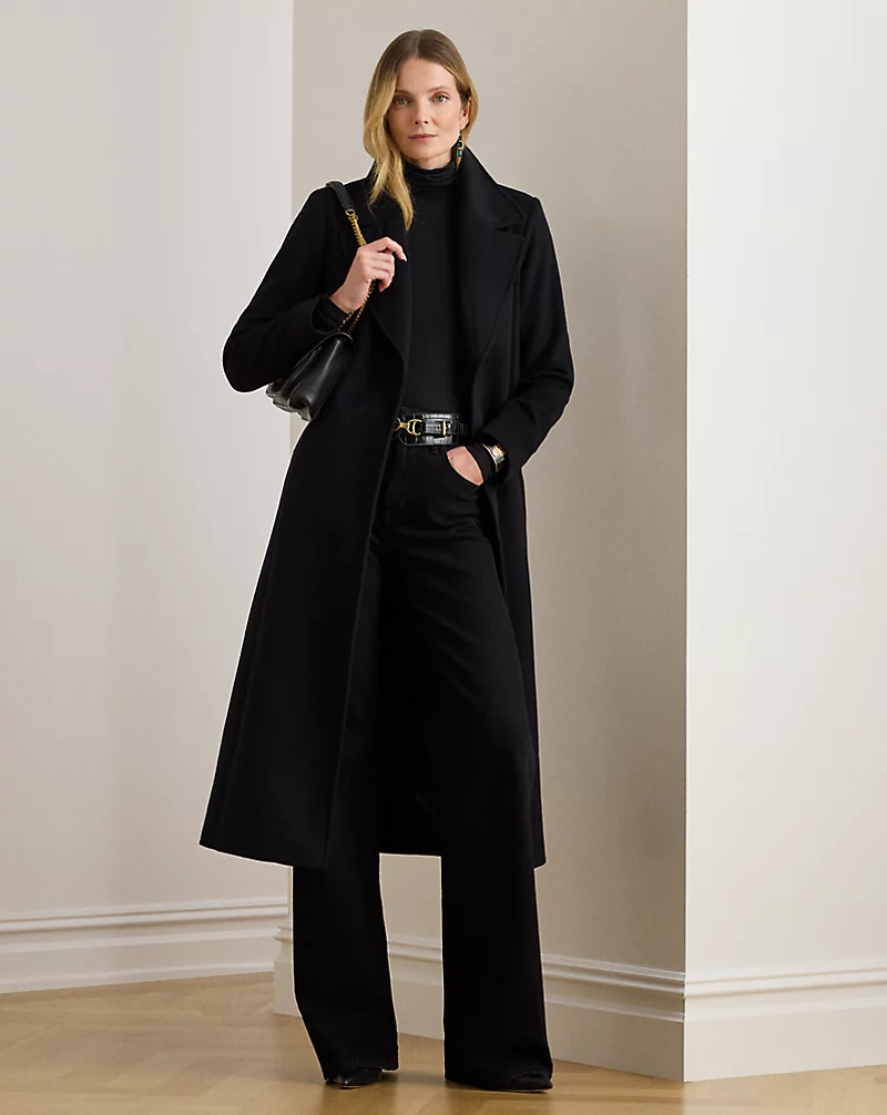 Wool Blend Wrap Coat