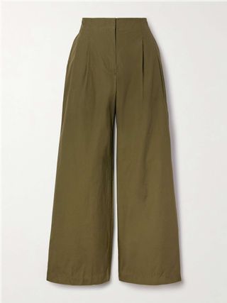 Lani Pleated Cotton-Poplin Wide-Leg Pants