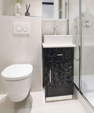 small cloakroom with wall hung toilet