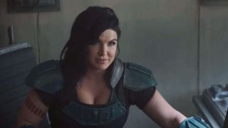 Gina Carano talks to The Mandalorian in Season 2 screenshot.