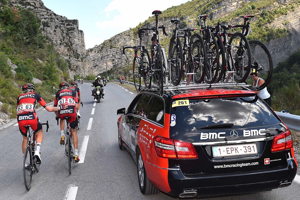 Tejay van Garderen struggles during stage 17 of the Tour de France before eventually abandoning.