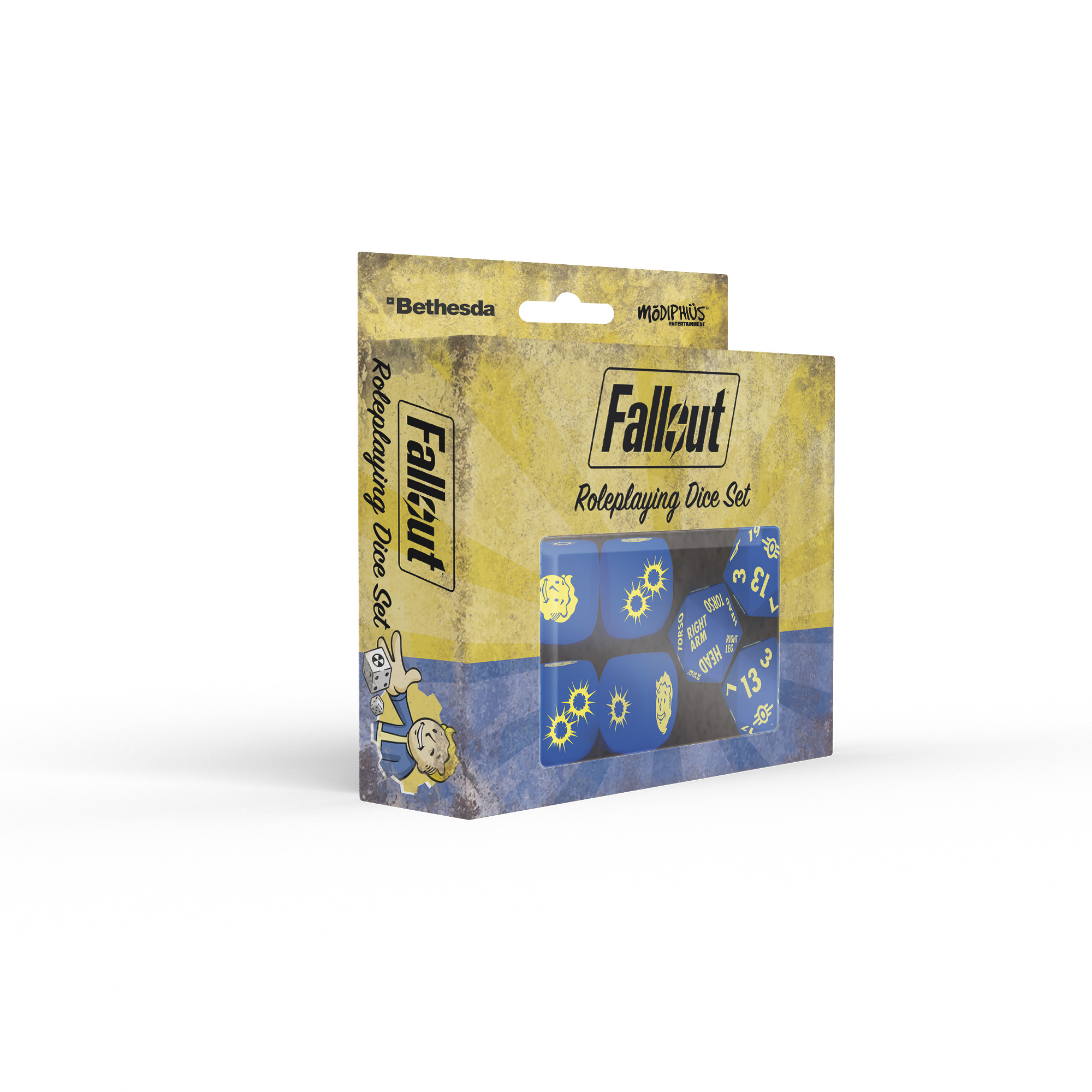 An image of the book and box for Fallout: The Roleplaying Game, a tabletop RPG based on the Fallout series.