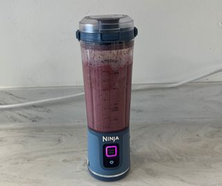A finished protein shake in the Ninja Blast