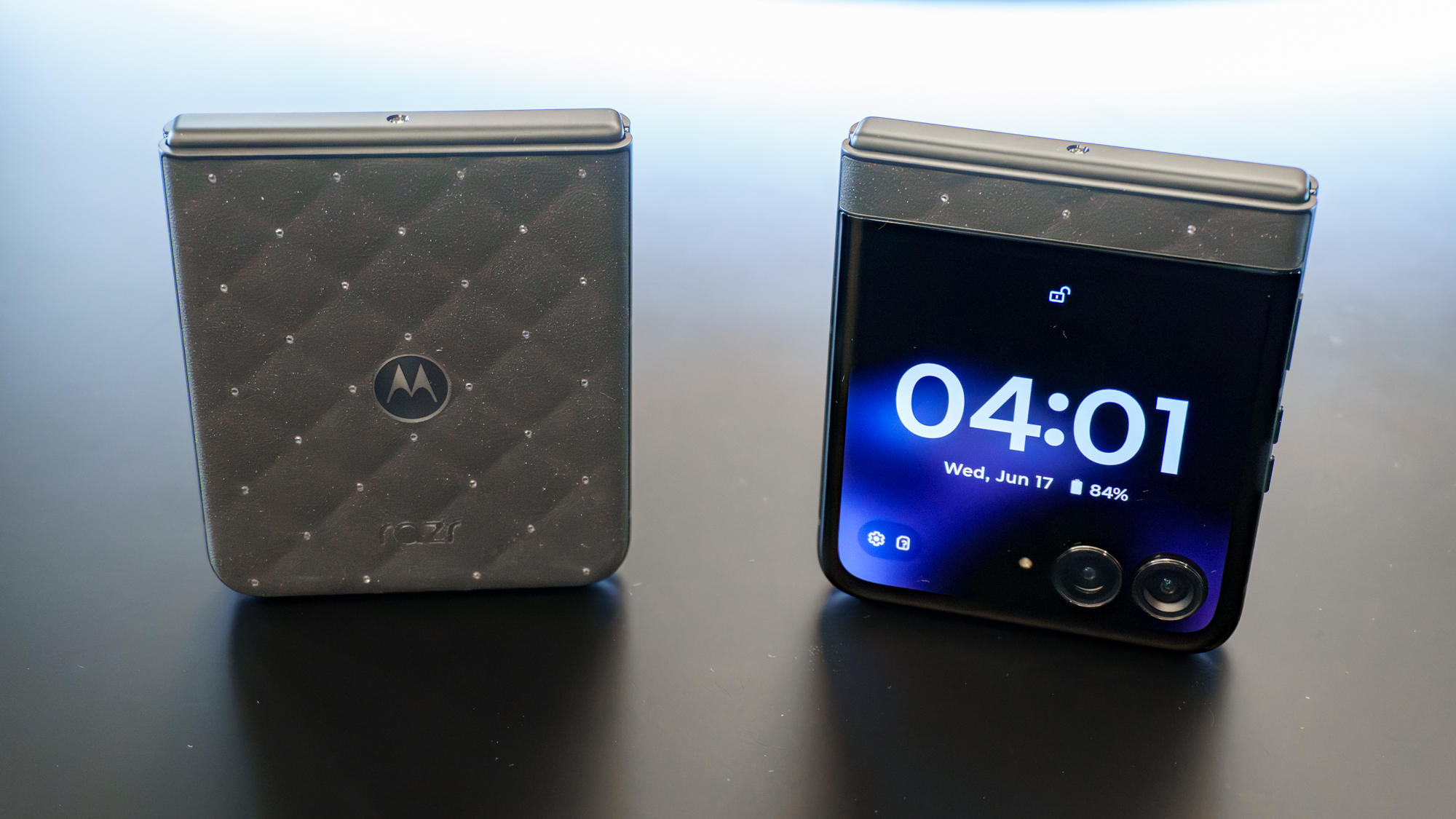 The front and back of the Motorola Razr with Crystals by Swarovski