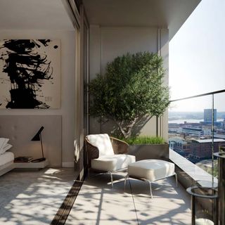 South facing sky terrace at Canary Wharf residential development