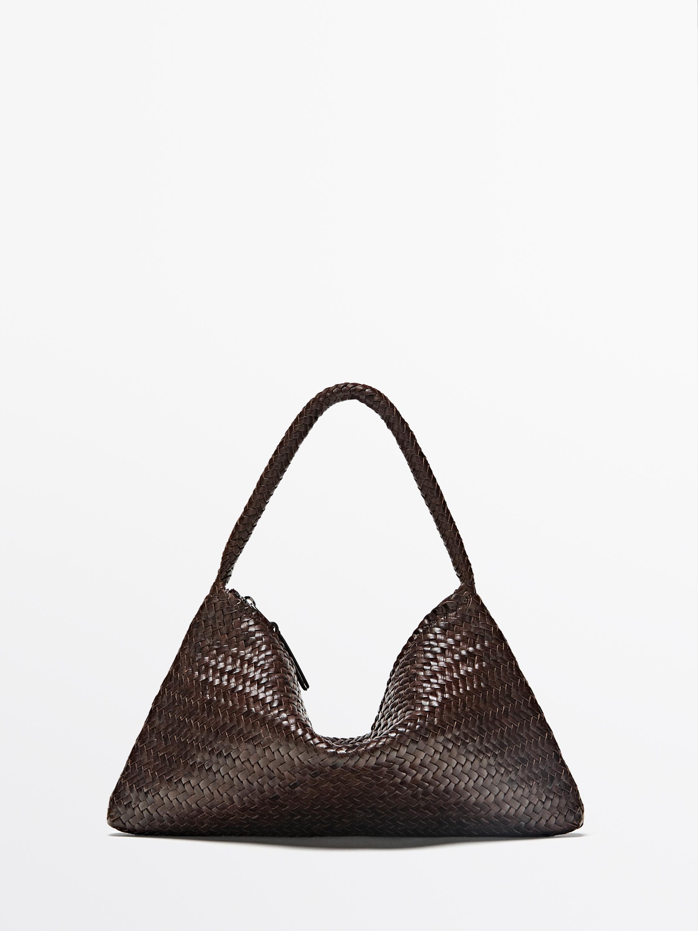 Massimo Dutti, Small Braided Leather Shoulder Bag