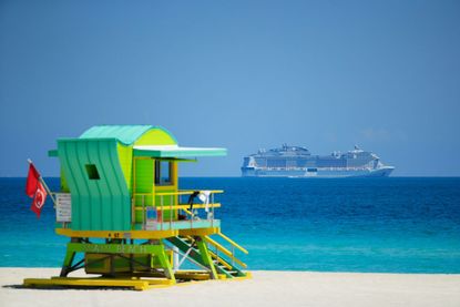 An MSC ship off the coast of Miami.
