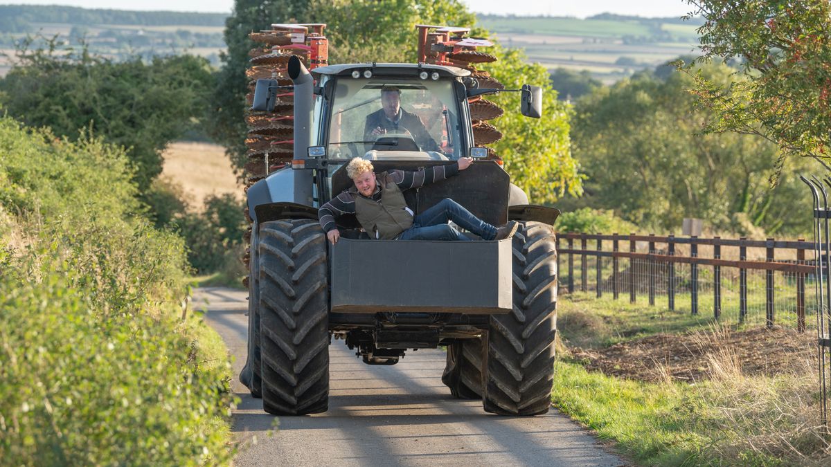 Clarkson's Farm season 2: Caleb relaxes in the front of a tractor