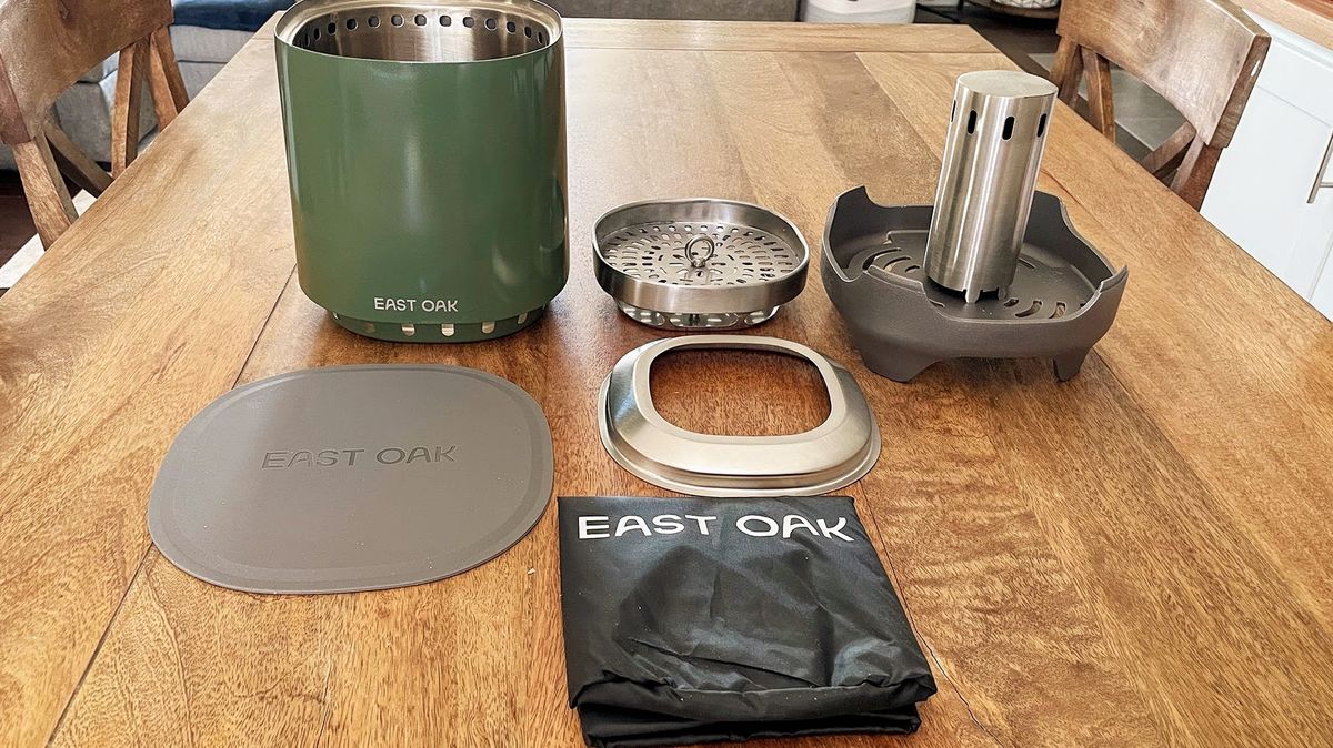 East Oak Mini Tabletop Fire Pit being tested in writer's home