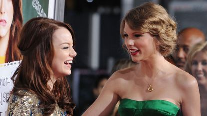 Taylor Swift and Emma Stone attend the Easy A premiere