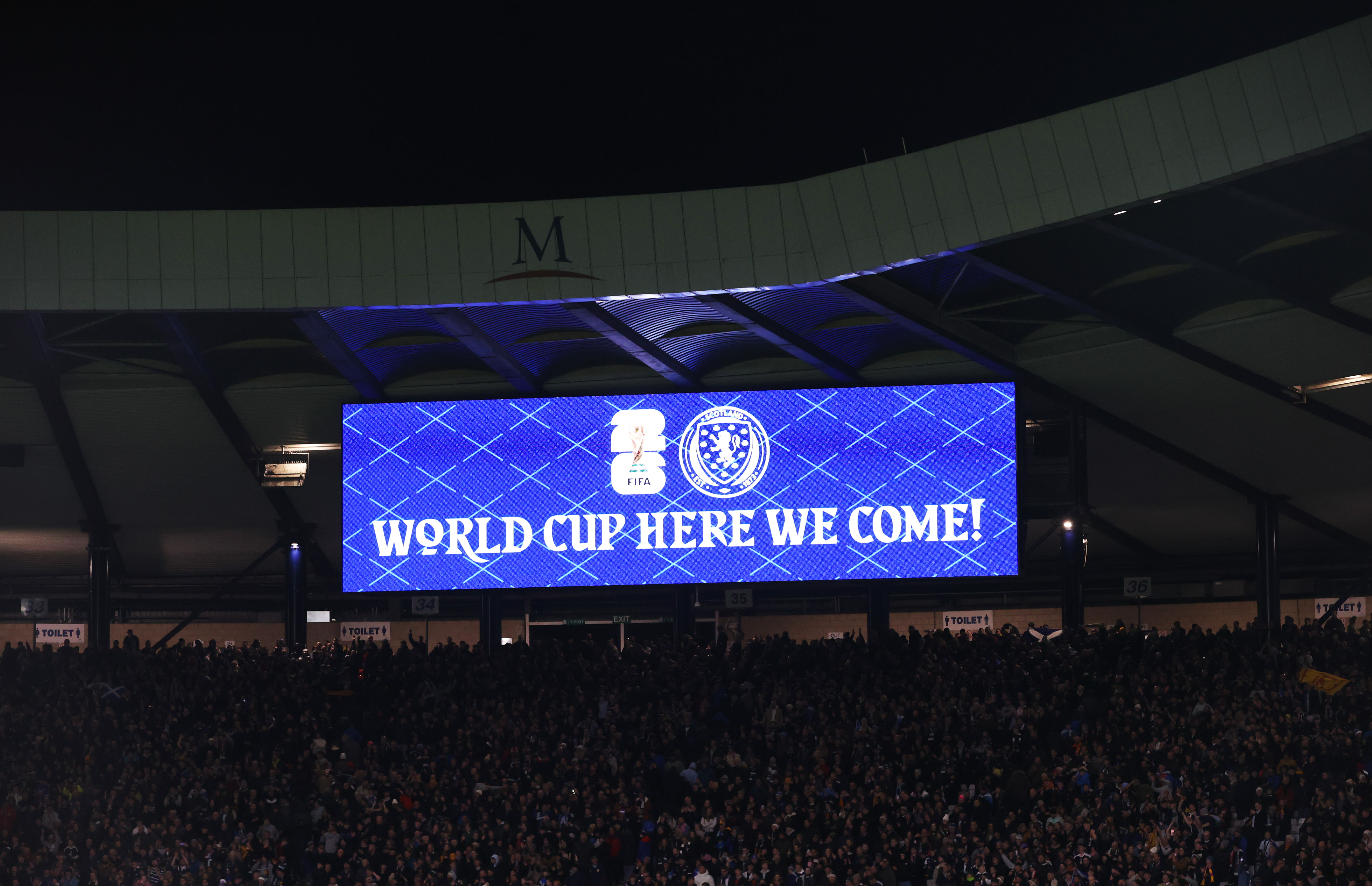GLASGOW, SCOTLAND - NOVEMBER 18: Scotland qualify for the 2026 FIFA World Cup during a FIFA World Cup 2026 Qualifier between Scotland and Denmark at Hampden Park, on November 18, 2025, in Glasgow, Scotland. (Photo by Alan Harvey/SNS Group via Getty Images)
