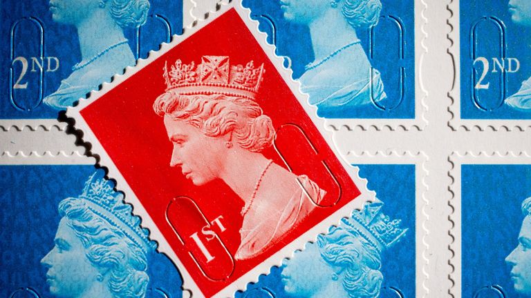 Stamp price: In this photo illustration first and second class postage stamps are displayed on February 29, 2016 in Bath, England. 