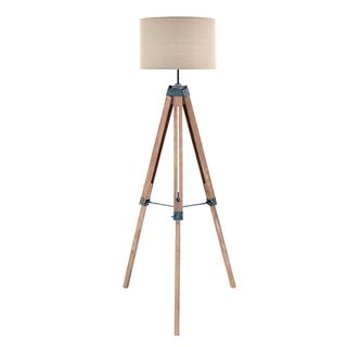 tripod floor lamp with washed base and fabric shade